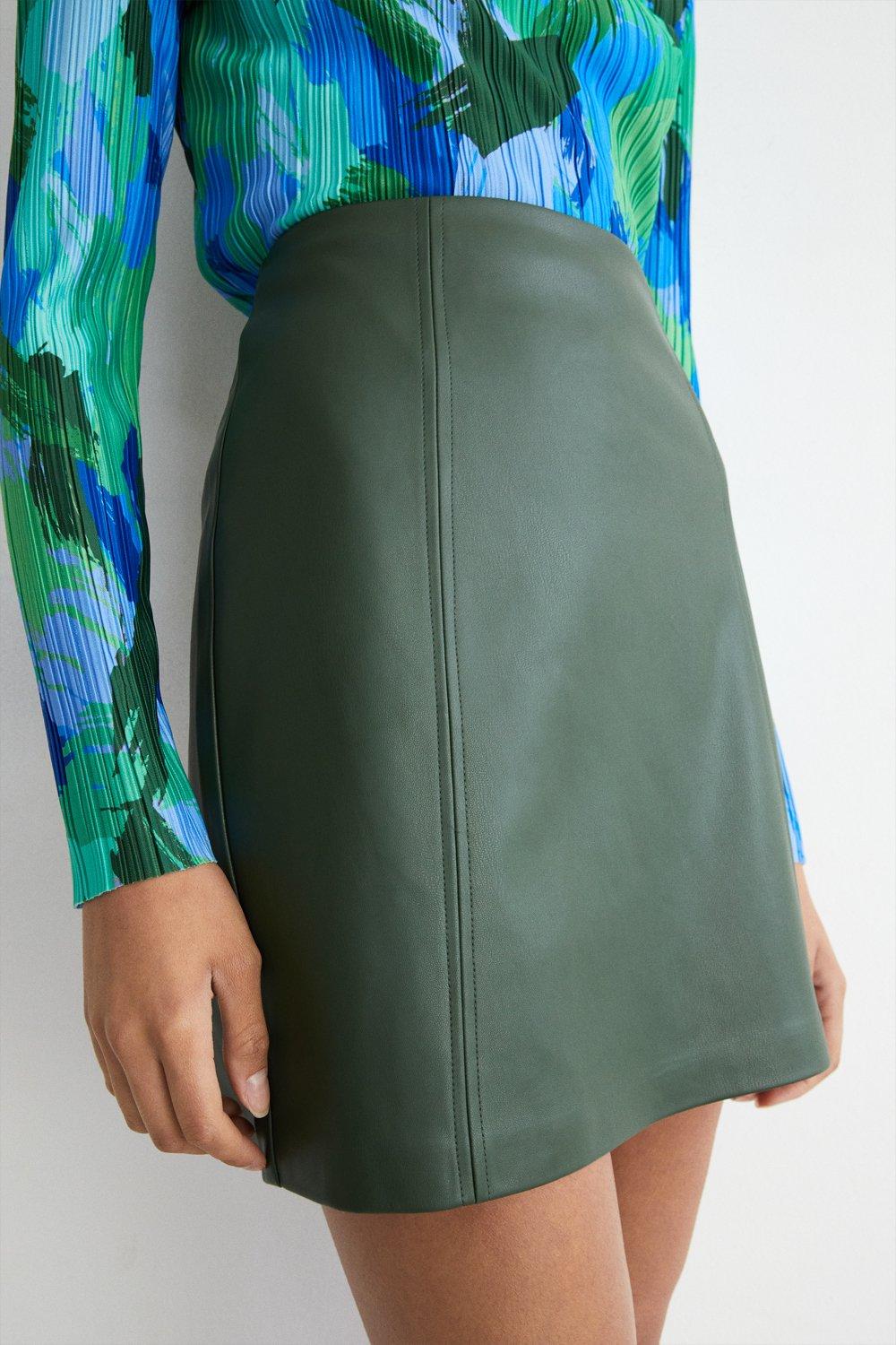 Womens Seam Detail Pelmet Skirt - dark green