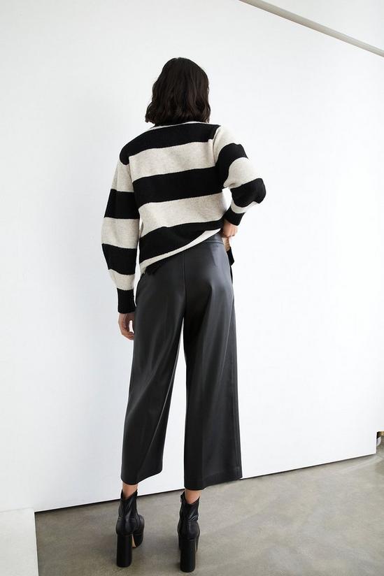 Warehouse Faux Leather Wide Crop Trouser 3