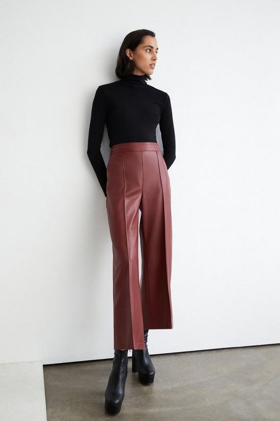 Warehouse Faux Leather Wide Crop Trouser 1
