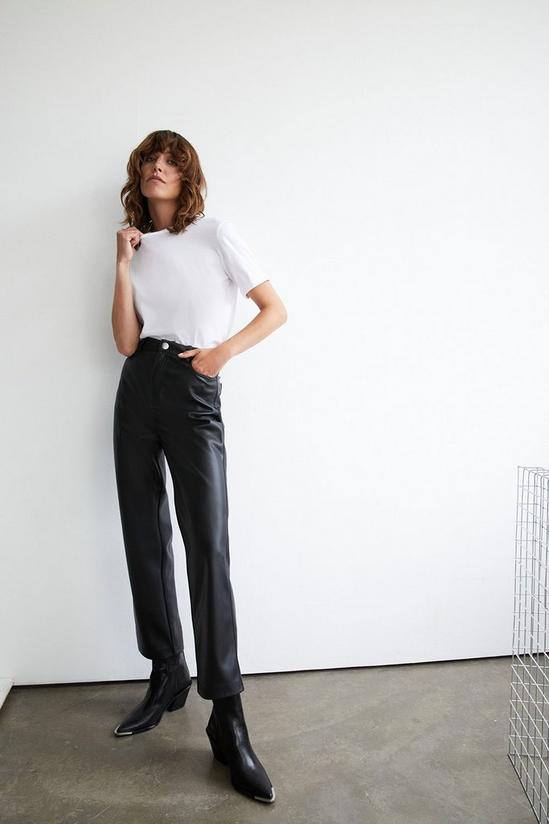 Warehouse Faux Leather 5 Pocket Straight Trousers 1