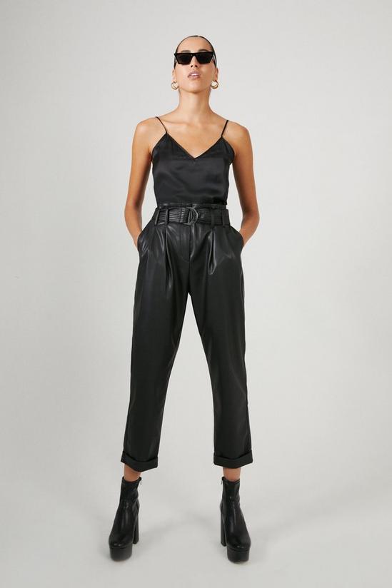Warehouse Belted Faux Leather Peg Trousers 1