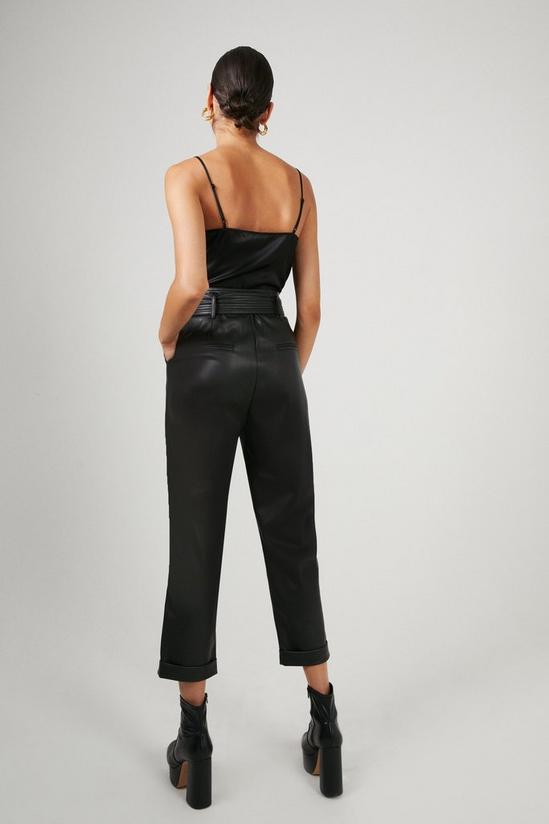 Warehouse Belted Faux Leather Peg Trousers 3