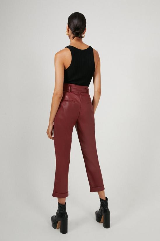 Warehouse Belted Faux Leather Peg Trousers 3