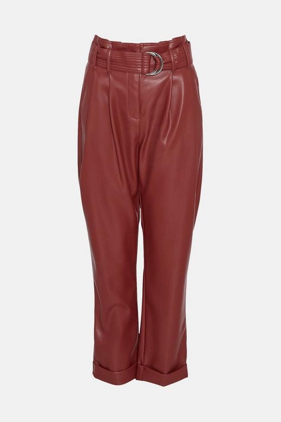 Warehouse Belted Faux Leather Peg Trousers 4