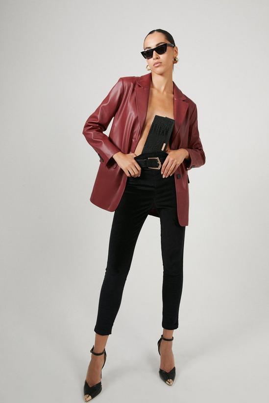 Warehouse Single Breasted Modern Faux Leather Blazer 5