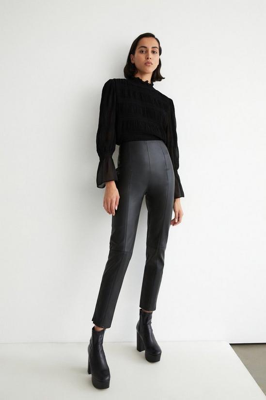 Trousers, Cropped Slim Faux Leather Trouser
