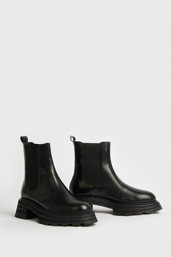 Warehouse Real Leather Ribbed Gusset Chelsea Boot 2