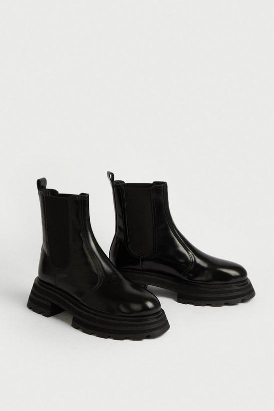 Warehouse Real Leather Flared Chunky Chelsea Boot 2