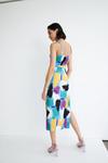 Warehouse Abstract Print Plisse Tie Waist Cami Midi Dress thumbnail 3