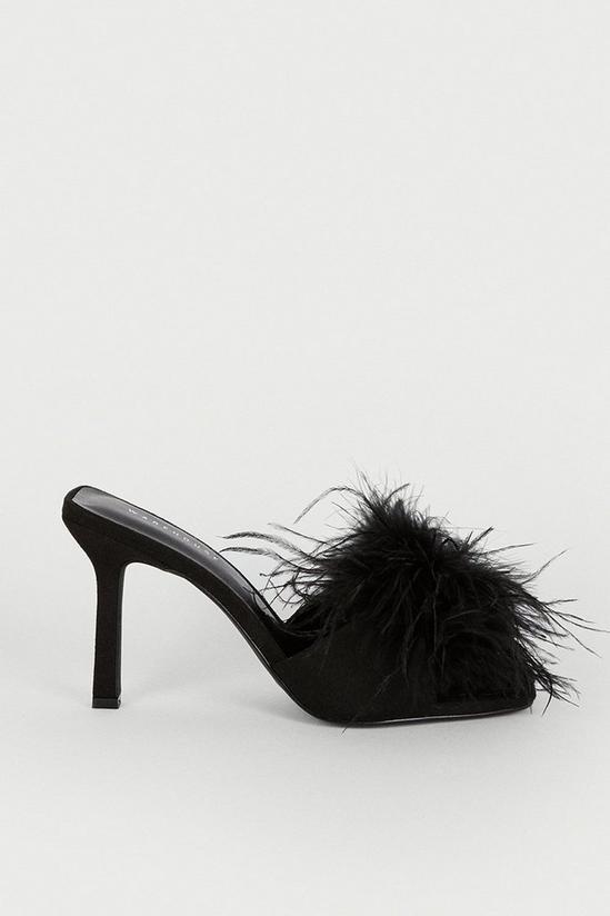 Warehouse Feather Detail Heeled Mule 1