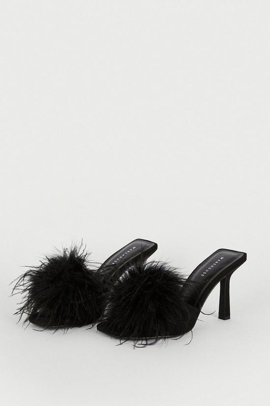 Warehouse Feather Detail Heeled Mule 2