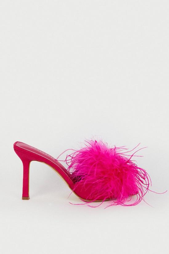 Warehouse Feather Detail Heeled Mule 1