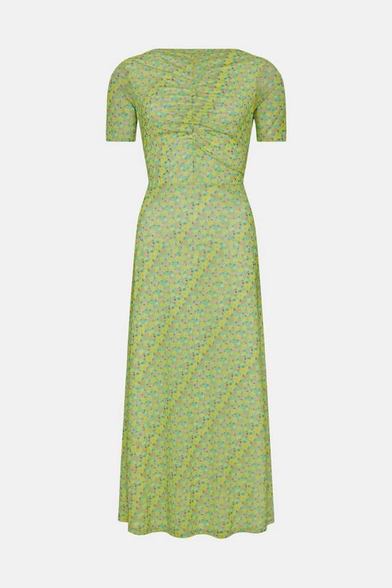Warehouse Petite Ditsy Floral Ruched Front Mesh Midi Dress 4