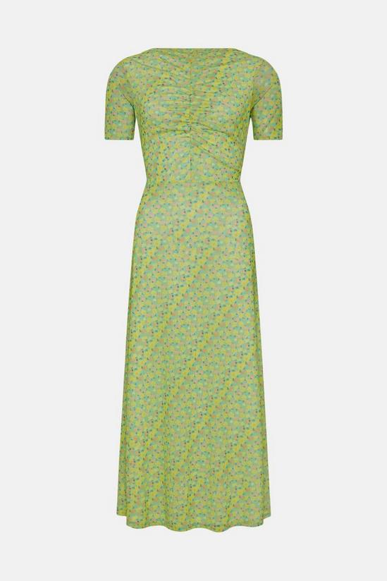 Warehouse Ditsy Floral Ruched Front Mesh Midi Dress 4