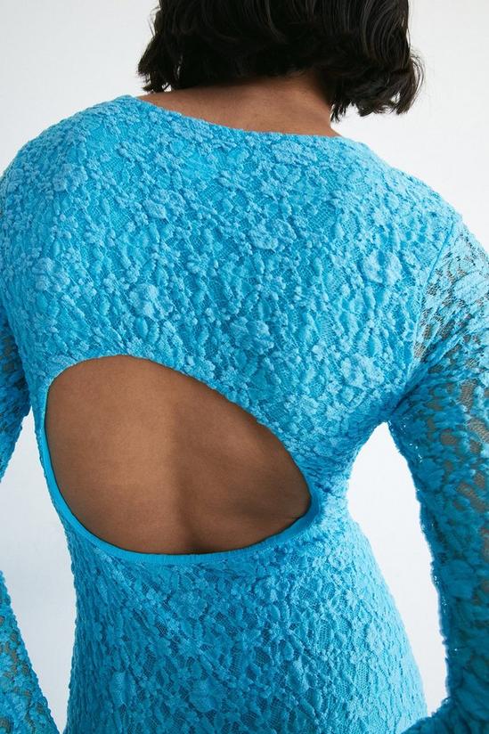 Warehouse Petite Long Sleeve Lace Cut Out Midi Dress 2