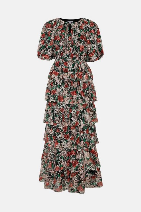 Warehouse Floral Print Lace Midi Dress 4