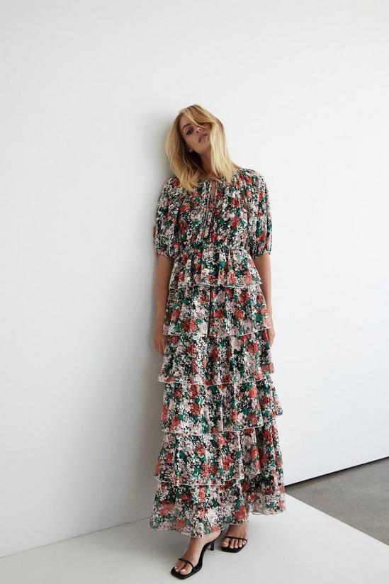 Warehouse Floral Print Lace Midi Dress 5