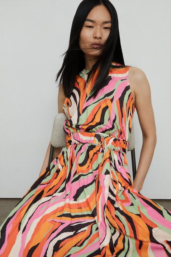 Warehouse Abstract Animal Print Pleated Midi Dress 2