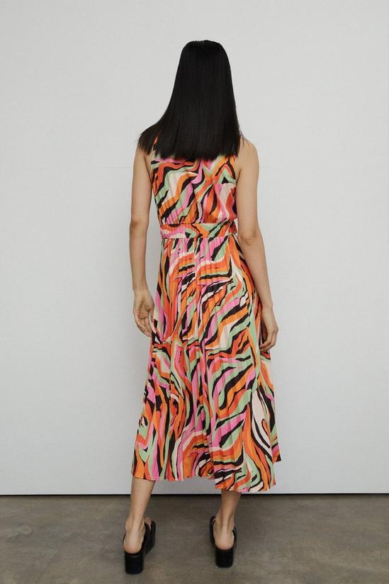 Warehouse Abstract Animal Print Pleated Midi Dress 3