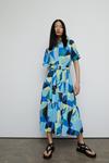 Warehouse Geo Print Pleated Midi Dress thumbnail 1