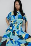 Warehouse Geo Print Pleated Midi Dress thumbnail 2