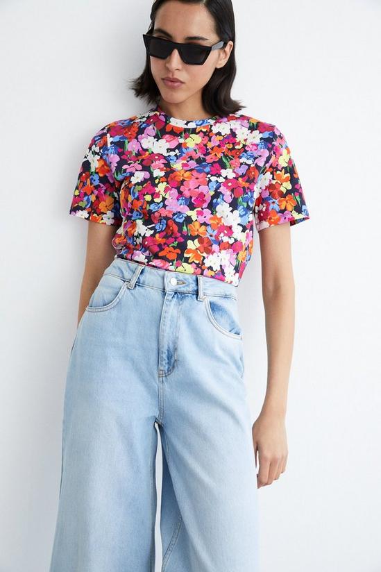Warehouse Multi Coloured Floral Print T-shirt 1