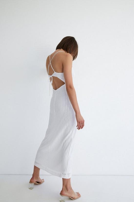 Warehouse Sequin Stripe V Neck Strappy Midi Dress 3