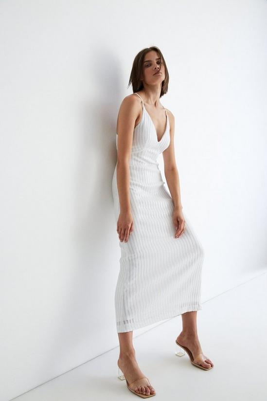 Warehouse Sequin Stripe V Neck Strappy Midi Dress 5