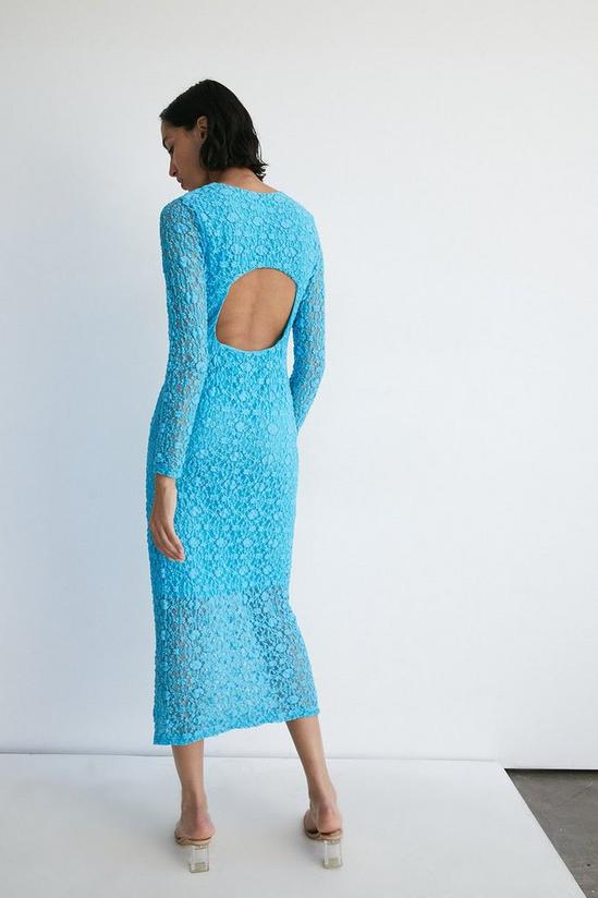 Warehouse Long Sleeve Lace Cut Out Midi Dress 3