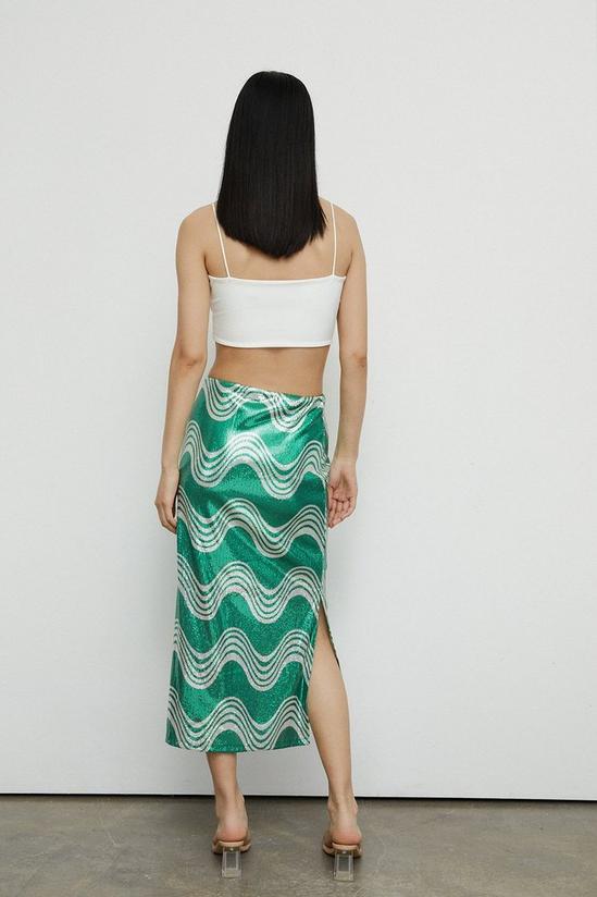Warehouse Swirl Printed Sequin Midi Skirt 3