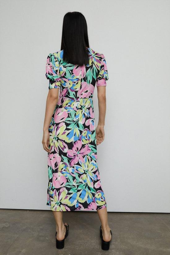 Warehouse Floral Print Ruched Front Midi Dress 3