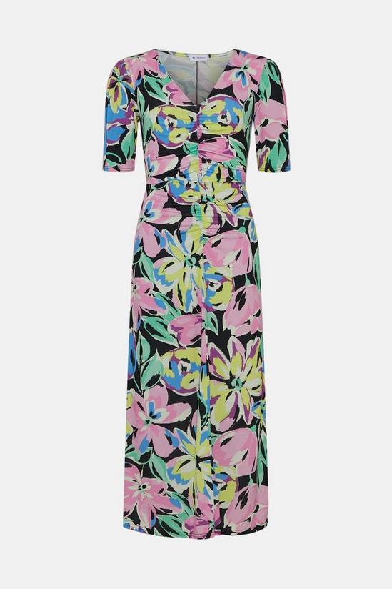 Warehouse Floral Print Ruched Front Midi Dress 4