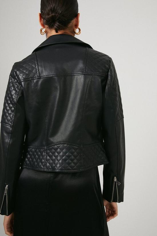 Warehouse Faux Leather Quilted Shoulder Biker Jacket 3