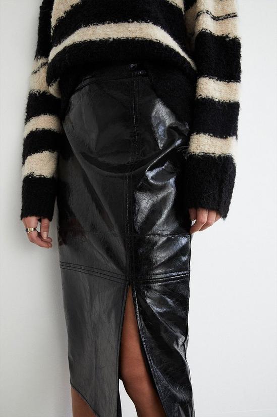 Warehouse High Shine Crackle Faux Leather Pencil Skirt 2