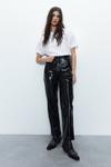 Warehouse Crackle Faux Leather Straight Trouser thumbnail 1