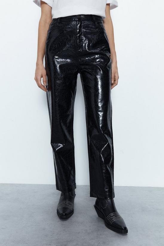 Warehouse Crackle Faux Leather Straight Trouser 2