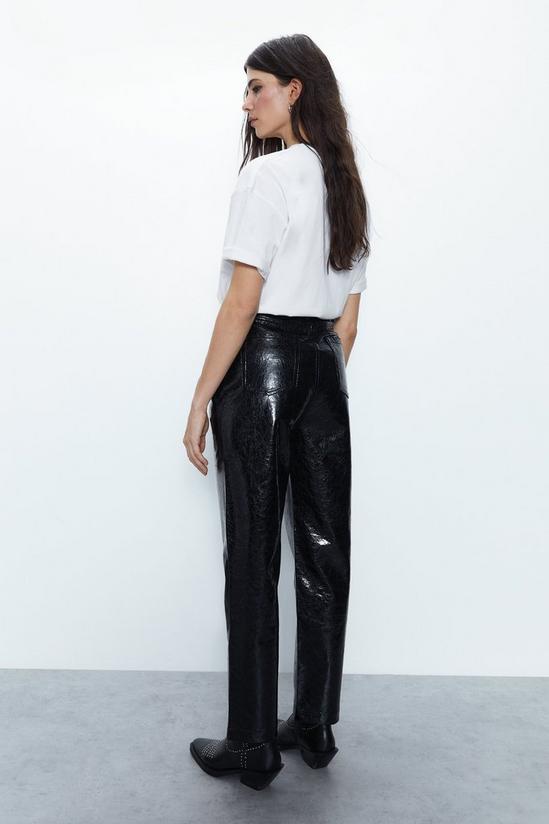 Warehouse Crackle Faux Leather Straight Trouser 5