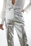 Warehouse Crackle Faux Leather Straight Trouser thumbnail 2