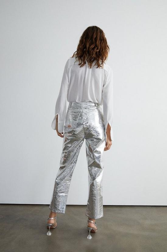 Warehouse Crackle Faux Leather Straight Trouser 3