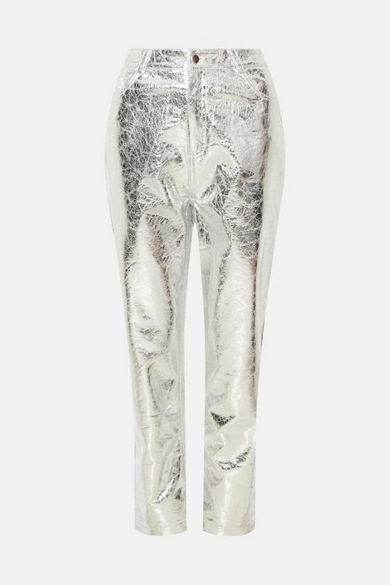 Warehouse Crackle Faux Leather Straight Trouser 4