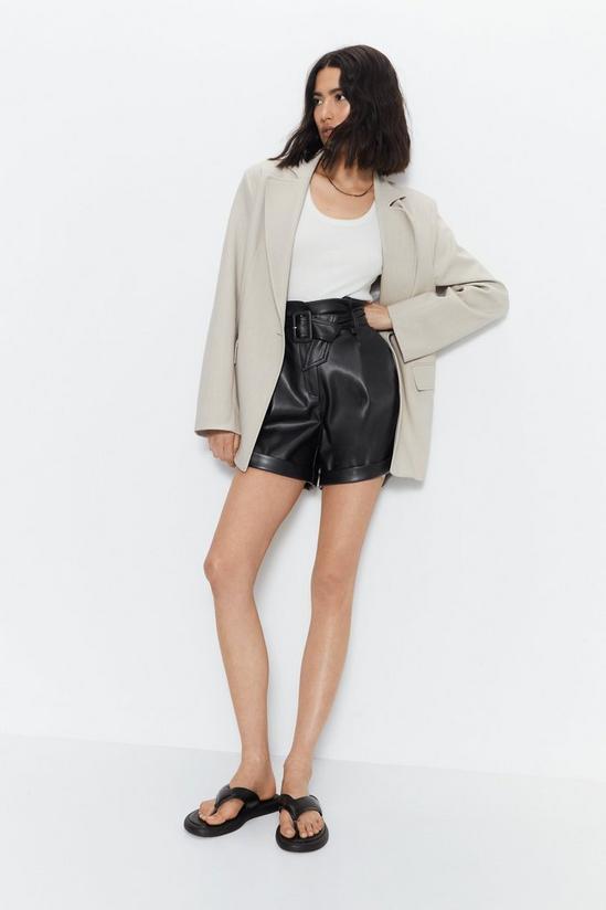 Warehouse Belted Faux Leather High Waisted Short 1