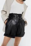 Warehouse Belted Faux Leather High Waisted Short thumbnail 2