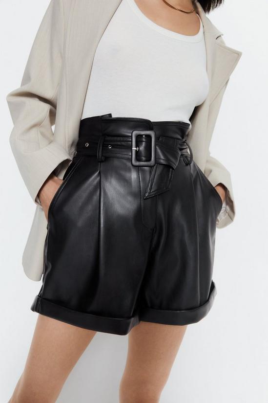 Warehouse Belted Faux Leather High Waisted Short 2