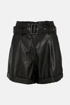 Warehouse Belted Faux Leather High Waisted Short thumbnail 4