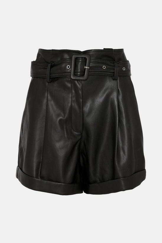 Warehouse Belted Faux Leather High Waisted Short 4