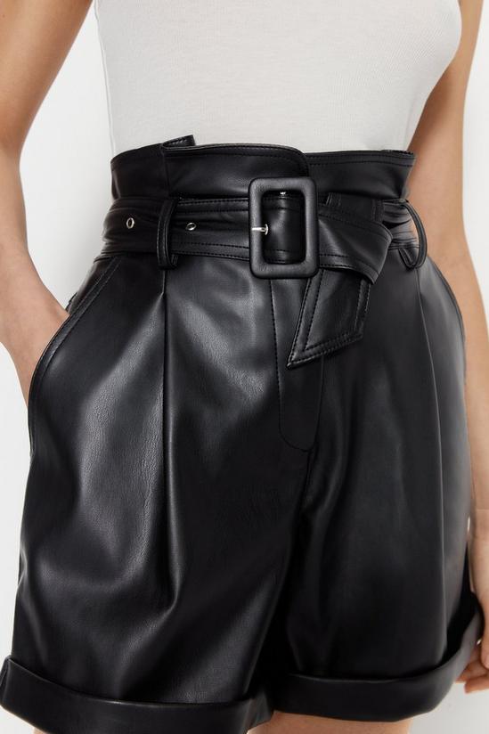 Warehouse Belted Faux Leather High Waisted Short 5