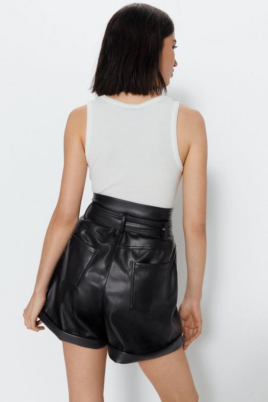 Warehouse Belted Faux Leather High Waisted Short 6