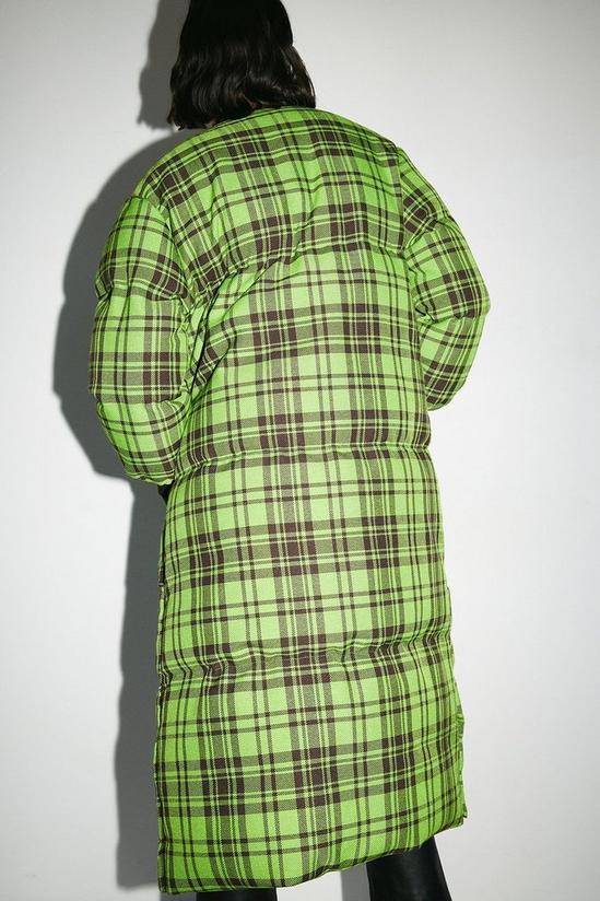 Warehouse Green Check Maxi Padded Duvet Coat 3