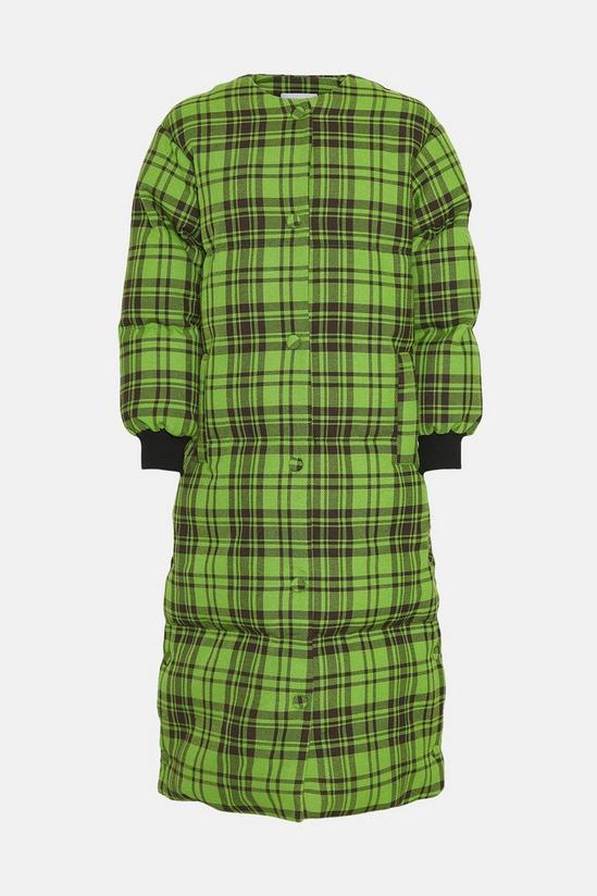 Warehouse Green Check Maxi Padded Duvet Coat 4