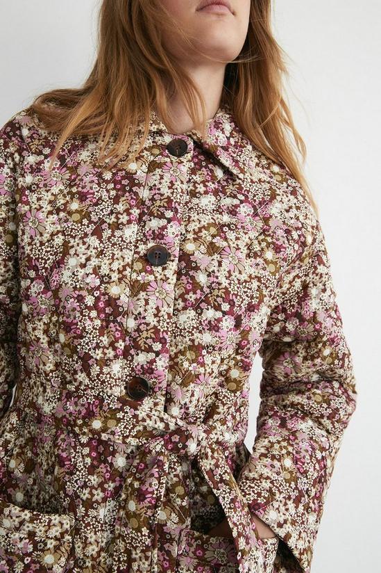 Warehouse Floral Cotton Quilted Button Through Coat 2